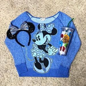 Disney Parks Blue Minnie Mouse Pullover